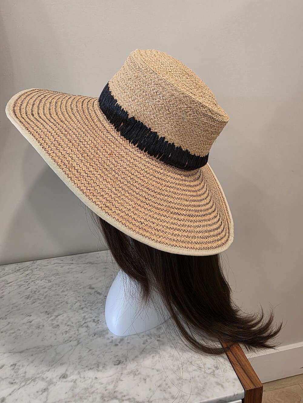 Lola Hats Wide Brim Straw Sun Hat with Black Band